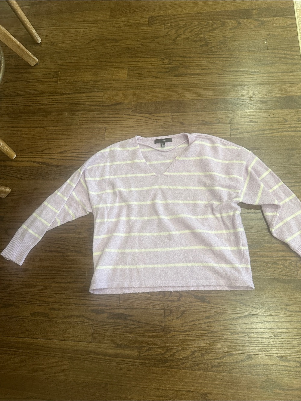 Vero Moda Lavender and White Striped V-Neck Sweater. NWOT